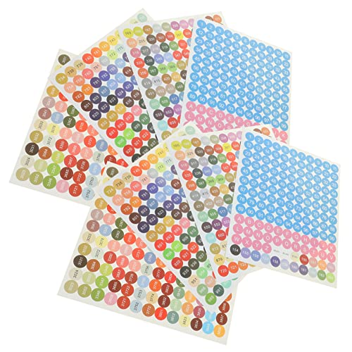 DOITOOL 1 Satz Farbaufkleber Kunstetiketten Diamantetiketten Runde Aufkleber Etiketten Bunte Zahlenaufkleber Zahlenaufkleber Kleine Farbige Aufkleber Zahlenetiketten Aufkleber 20 Blatt von DOITOOL