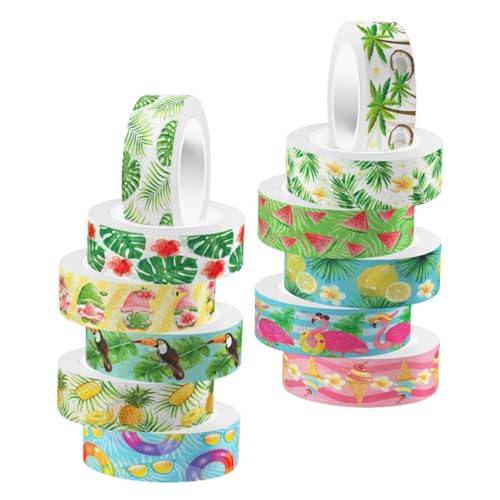 DOITOOL 1 Satz Flamingo Washi Tape Dekorative Klebebänder Für Scrapbooking Und Diy Selbstklebende Transparente Bastelbänder Für Projekte Und Dekoration 12rollen DOITOOL 1 Satz Flamingo Washi Tape Dekorative Klebebänder Für Scrapbooking Und Diy Selbstklebende Transparente Bastelbänder Für Projekte Und Dekoration 12rollen von DOITOOL