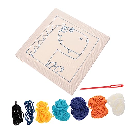 DOITOOL 1 Satz Handgemachter Stickerei Materialien für Diy Bastelprojekte Lustige Zubehör für Studenten ohne Stanznadel und Stativ Dinosaurier Muster für Anfänger und Kreative Bastler von DOITOOL