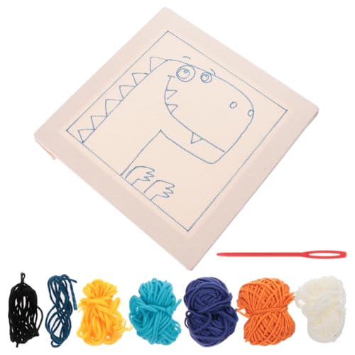 DOITOOL 1 Satz Handmade Diy Stickerei für Anfänger Materialpaket mit Dinosaurier Muster für Bastelprojekte ohne Stanznadel und Stativ Perfektes für Diy Enthusiasten von DOITOOL