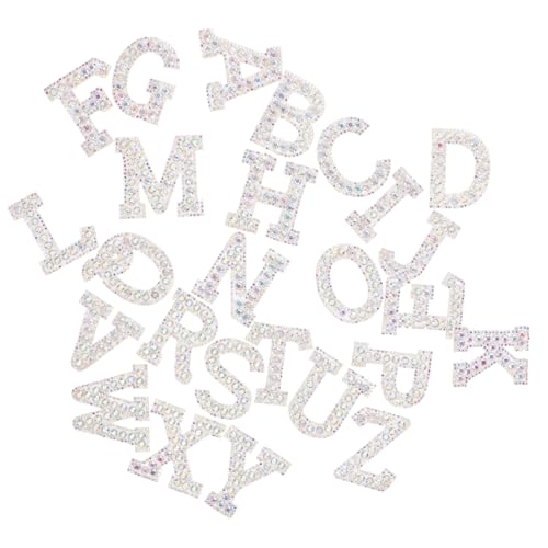 DOITOOL 1 Satz Heiße Diamant-buchstabenaufkleber Blenden Gepatcht Applikationen Name Funkelnd Strassbrief Selbstklebende Patches Mädchenhafte Aufnäher Zum Aufbügeln Silber 26 Stück von DOITOOL