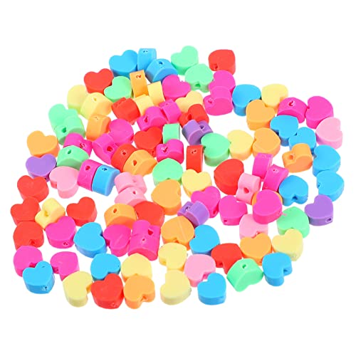 DOITOOL 1 Satz Herzförmige Bastelperlen Polymer Diy Armbandmaterial Bunte Spacer Perlen Für Kreative Schmuckgestaltung Langlebig Und Robust Für Bastelfreunde 100 Stück von DOITOOL
