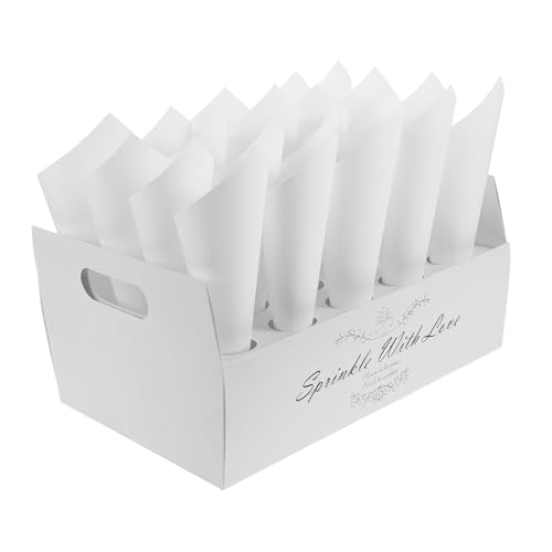 DOITOOL 1 Satz Hochzeits-Konfetti-Tablett Rosa Dekorationen Fälschung Hochzeitsdekorationspapierreste Tube Party kleine Blumenstrauß-Papierkegel Kegelstrauß-Set Blütenblatt-Wurfkegel Weiß von DOITOOL