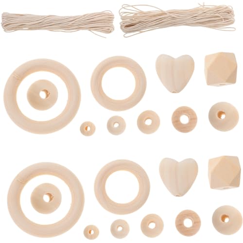 DOITOOL 1 Satz Holzperlen für Diy Schmuckherstellung Runde Unbehandelte Holzperlen für Armbänder und Girlanden für Bastelprojekte und Wohnaccessoires Teilig Naturfarben von DOITOOL
