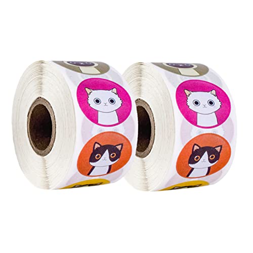 DOITOOL 1 Satz Katzenmuster Aufkleber Dekorative Etiketten Für Geschenkverpackungen Selbstklebende Katzenaufkleber Für Scrapbooking Und Kreative Projekte 2rollen von DOITOOL