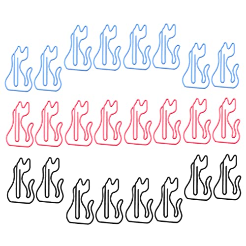 DOITOOL 1 Satz Katzenpapierklamme Katze Büroklammern Papierclips Lesezeichen Cartoon-büroklammer Tiere Katzenklemme Katze Notizen Tierische Büroklammern Metall Zufällige Farbe 24 Stück von DOITOOL
