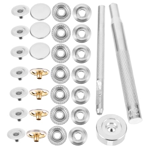 DOITOOL 1 Satz Kleidungsverkleidung Taste Set Tasten Knopf Ersatz Schlüssel Schnappen Druckknöpfe Druckknöpfe Befestigungselemente Klein Diy-knöpfe Silver Rostfreier Stahl von DOITOOL