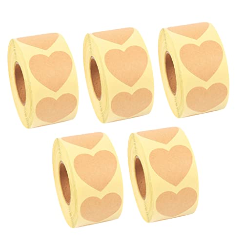 DOITOOL 1 Satz Kraftpapier Etiketten Aufkleber Selbstklebende Tags Für Basteln Und Dekoration Naturbraun Für Weihnachten Hochzeiten Geburtstage Und 5rollen von DOITOOL