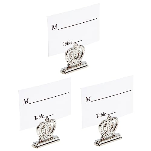DOITOOL 1 Satz Krone Foto Clips Halter Für Tischkarten Und Erinnerungsnotizen Elegante Tischdekoration Für Hochzeiten Und Partys Silberner Kartenhalter Für Kreative Anlässe 3 Stück von DOITOOL