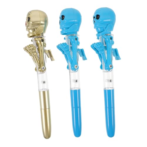 DOITOOL 1 Satz Kürbis -skelettstift Beängstigend Stifte Glühen Abgefahrener Stift Schlank Halloween-kugelschreiber Uv Led Dekorationen Hoch Gruselig Plastik Zufällige Farbe 3 Stück von DOITOOL