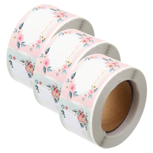 DOITOOL 1 Satz Leerer Name Aufkleber Kleine Etiketten Blumig Etikettenaufkleber Blumen- Leere Namensetiketten Blumenetikett Blumenname Aufkleber Blüten Etiketten Papier 3rollen von DOITOOL