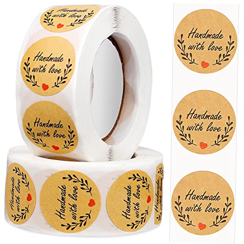 DOITOOL 1 Satz Liebe Aufkleber Verpackungsaufkleber Name Handgefertigte Etiketten Backen Siegel Aufkleber Mit Konserven Aufkleber-etiketten Bäckerei-siegel-aufkleber Kraftpapier 2rollen von DOITOOL