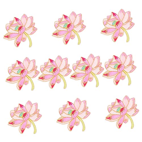 DOITOOL 1 Satz Lotus Blume Aufnäher Gestickte Bügelflicken Für Diy Kleidung Farbenfrohe Applikationen Für Hemden Jeans Taschen Und Mehr 10 Stück von DOITOOL