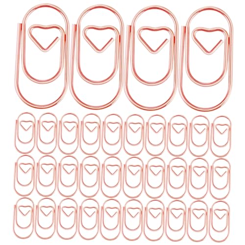 DOITOOL 1 Satz Metallene Büroklammern Im Herzen Design Roségold Dekorative Paperclips Für Schule Büro Und Kreative Projekte 200 Stück von DOITOOL