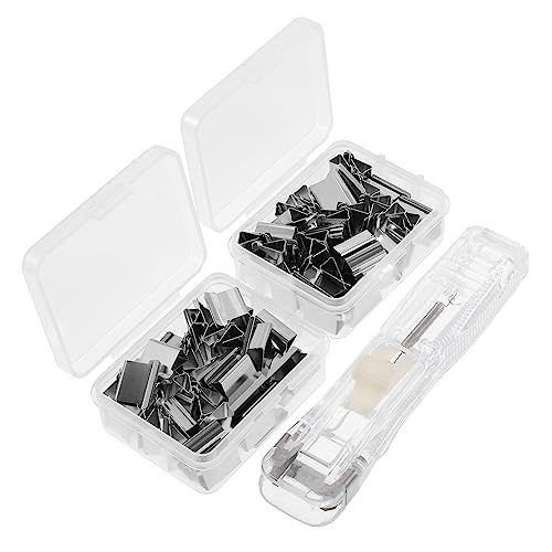 DOITOOL 1 Satz Nachfüllbarer Hefter mit Clips Tragbarer Bürobedarf Wiederverwendbare Transparente Klammer für Dokumente für Büro und Schule mit Clipspender und Ersatzclips von DOITOOL