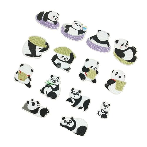 DOITOOL 1 Satz Panda Aufnäher Set Teilig Cartoon Tier Stickerei Patches Zum Aufbügeln Und Nähen Für Kleidung Taschen Hüte Und Bastelprojekte Süßes Design Für Kreative Dekoration 14 Stück von DOITOOL