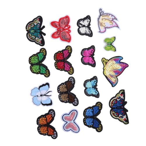 DOITOOL 1 Satz Schmetterlinge Stoffpatch Applikationen Für Kleidung Schmetterling Dekorationen Bestickt Flecken Applikation Nähen Stickapplikationen Stoff Polyester Bunt 16 Stück von DOITOOL