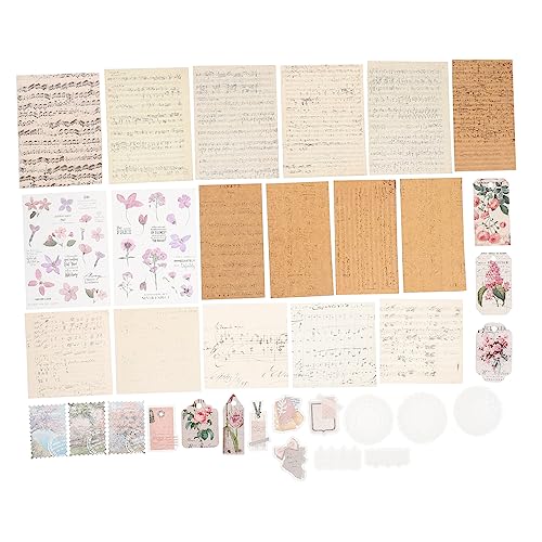 DOITOOL 1 Satz Scrapbook Papier mit Verschiedenen Aufklebern DIY Album Materialien Dekoratives Hintergrundpapier für Projekte und Fotoalben Sicher und Langlebig von DOITOOL
