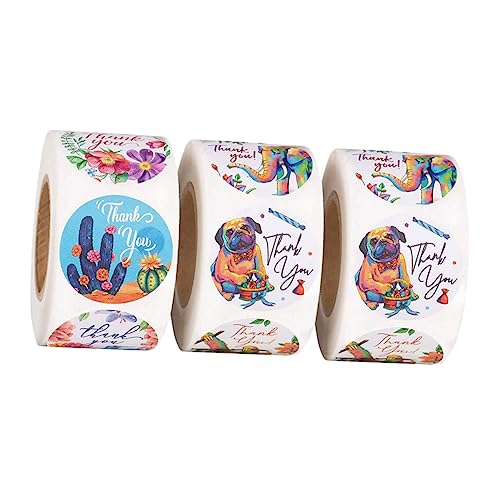DOITOOL 1 Satz Selbstklebende Dankeschön Aufkleber mit Tier und Blumenmotiven Rundaufkleber für Geschenktüten Verpackungen und Diy Projekte von DOITOOL