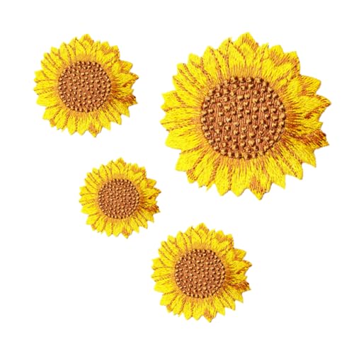 DOITOOL 1 Satz Sonnenblumen Patch Teiliges Bestickte Applikationen Für Diy Kleidung Lustige Flicken Für Bekleidung Und Handwerk Langlebig Und Farbenfroh Für Kinderbekleidung 4 Stück von DOITOOL