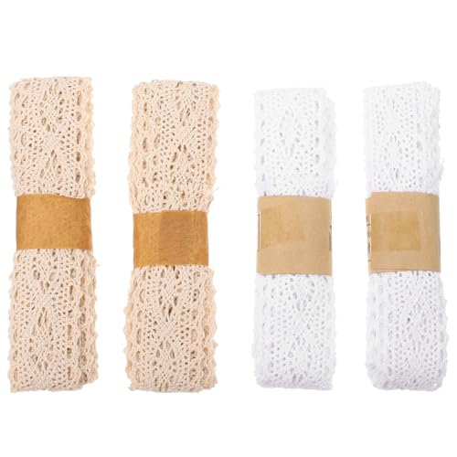 DOITOOL 1 Satz Spitzenband Weiß Und Beige Dekoratives Baumwoll Lace Für Diy Kleidung Bastelarbeiten Hochzeitdekoration Und Accessoires 4rollen DOITOOL 1 Satz Spitzenband Weiß Und Beige Dekoratives Baumwoll Lace Für Diy Kleidung Bastelarbeiten Hochzeitdekoration Und Accessoires 4rollen von DOITOOL