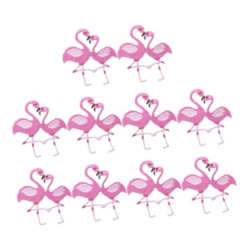 DOITOOL 1 Satz Teiliges Cartoon Flamingo Aufnäher Zum Aufbügeln Und Aufnähen Für Kleidung Hüte Rucksäcke Diy Bastelarbeiten Strapazierfähig Und Langlebig Kinderbekleidung Und 10 Stück von DOITOOL