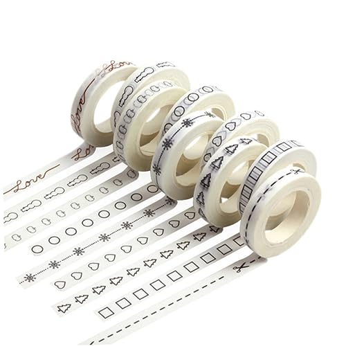 DOITOOL 1 Satz Teiliges Diy Washi Tape Set Dekoratives Klebeband Für Scrapbooking Handwerk Weiß Für Journaling Planer 9 Stück von DOITOOL