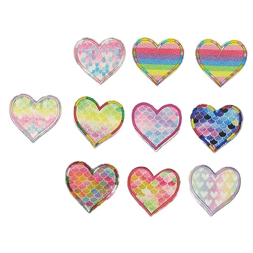 DOITOOL 1 Satz Teiliges Herz Applikationen Stoffpatches Für Diy Kleidung Bunte Gestickte Patches Für Reparaturen Und Dekoration Accessoires Für Bekleidung Und Handwerk 18 Stück von DOITOOL