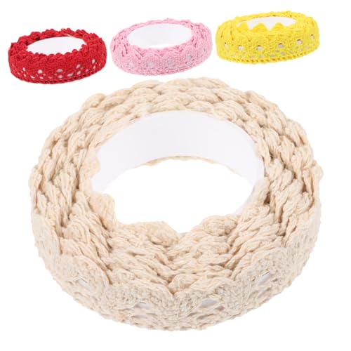 DOITOOL 1 Satz Teiliges Hohles Spitzenband Baumwolle Für Diy Dekorationen Dekorativer Klebestreifen Gelb Und Rot Für Scrapbooking Verpackungen Und Feiertagsprojekte 4 Stücke von DOITOOL
