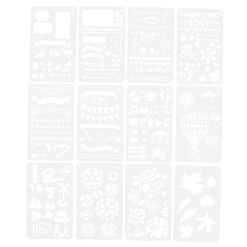 DOITOOL 1 Satz Teiliges Malschablonen Für Lustige Diy Zeichenwerkzeuge Für Scrapbooking Und Dekorative Malerei Zufälliger Stil Weiß 12 Stück von DOITOOL
