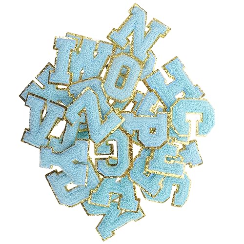 DOITOOL 1 Satz Teiliges Set Buchstaben Aufnäher Multifunktionale Stickflicken Für Kleidung Taschen Und Rucksäcke Zum Aufnähen Und Reparieren Elegantem Blau 26 Stück von DOITOOL