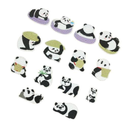 DOITOOL 1 Satz Teiliges Set Panda Aufnäher Cartoon Stickerei Applikationen Zum Aufbügeln Und Nähen Für Kleidung Jeans Taschen Und Bastelprojekte Süße Deko Für 14 Stück von DOITOOL