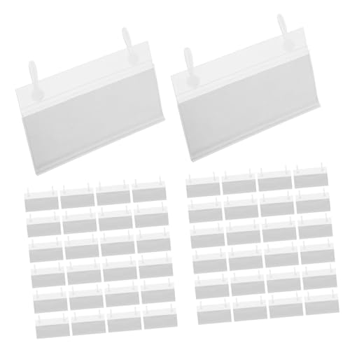 DOITOOL 1 Satz Transparente Etikettenhalter für Preisschilder mit Schnappverschluss für Supermarkt Lager und Einzelhandel Weiße Papieretiketten von DOITOOL