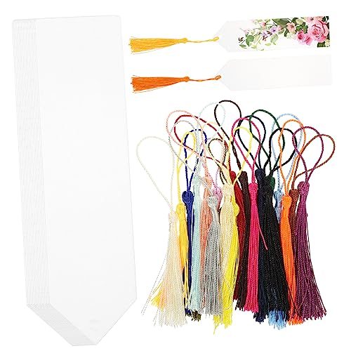 DOITOOL 1 Satz Transparente Lesezeichen mit Bunter Quaste Blanko Diy Acryl Lesezeichen für Studenten und Bastelprojekte Dekoration von DOITOOL