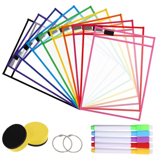 DOITOOL 1 Satz Trocken abwischbares Taschenset Dokumentenmappen Schüler trocken abwischbare Tasche trocken abwischbare Taschenhüllen Dokumentinhaber Wiederverwendbare Aktenhalter PVC von DOITOOL