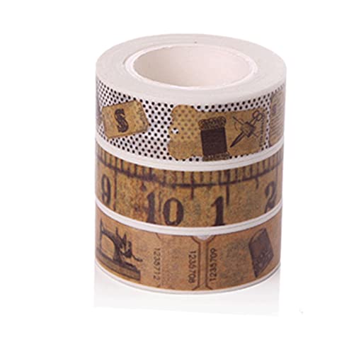DOITOOL 1 Satz Vintage Papier Klebeband Mit Maßstab Dekorationsband Für Diy Scrapbooking Und Handarbeiten Wahl Für Studenten 3 Stück von DOITOOL