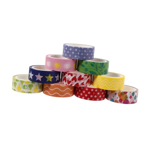 DOITOOL 1 Satz Washi Tape Set Bunte Diy Masking Tapes Für Scrapbooking Und Dekoration Kreative Klebebänder Für Tagebuch Handwerk Und Mehr 10 Rollen von DOITOOL