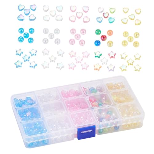DOITOOL 1 Schachtel Acryl Perlen für Schmuckherstellung Bunte DIY Charms in Stern Herz Rundformen Leichte Spacer Beads zum Auffädeln für Armbänder und Halsketten für Kreative DOITOOL 1 Schachtel Acryl Perlen für Schmuckherstellung Bunte DIY Charms in Stern Herz Rundformen Leichte Spacer Beads zum Auffädeln für Armbänder und Halsketten für Kreative von DOITOOL