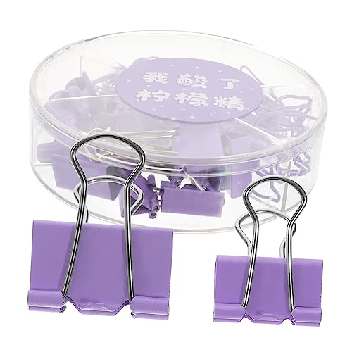 DOITOOL 1 Schachtel Hinweis Jacke Set Büromappenclip Papierclip Büroklammern Dokumentenklammern Für Geldordner Quittungsklammern Dekorative Papierklamme Violett Metall von DOITOOL