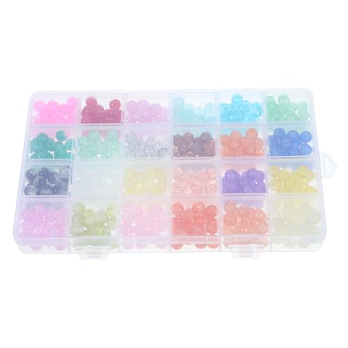 DOITOOL 1 Schachtel Teilige Glasperlen mit Crackle Kleine Bunte Perlen für DIY Schmuckherstellung Armband und Halsketten Bastelperlen Vielseitige Handwerksperlen Auffädeln für Kreative von DOITOOL