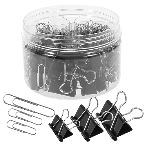 DOITOOL 1 Schachtel Teiliges Büroklammer Set mit Schwarzen und Silbernen Binder Clips Verschiedenen Vielseitig für Büro Schule und Zuhause Robustes Metallmaterial Praktische von DOITOOL