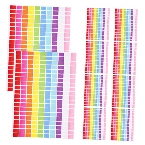 DOITOOL 10 Blatt Bunte Rechteckige Etikettenaufkleber Selbstklebende Coding Sticker für Büro Zuhause Farben Aufkleber pro Blatt Abnehmbar für Beschriftungen und Aufbewahrung von DOITOOL
