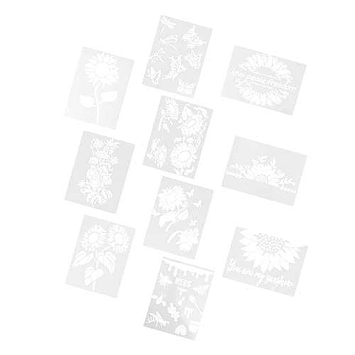DOITOOL 10 Blatt Teiliges Set Sonnenblumen Malvorlagen Wiederverwendbare Schablonen für Wanddekoration Diy Kunsthandwerk Geeignet für Wände Möbel und Flache Oberflächen von DOITOOL