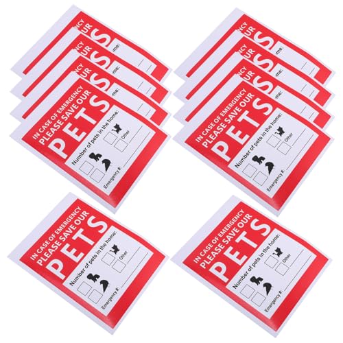 DOITOOL 10 Blatt Tierrettungsaufkleber Hündchen Schaufel Hundenagelschleife innen Notfallaufkleber für Haustiere Haustierfinder Aufkleber Warnaufkleber für Fenster Brandschutzaufkleber rot von DOITOOL