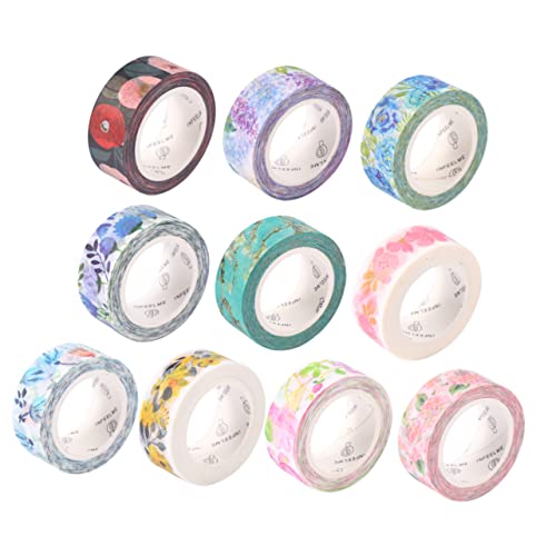 DOITOOL 10 Rollen Blumen Washi Tape Bunte Dekorative Klebebänder mit Gilding für Diy Bastelprojekte Geschenkverpackungen und Kreative Anwendungen pro Rolle von DOITOOL