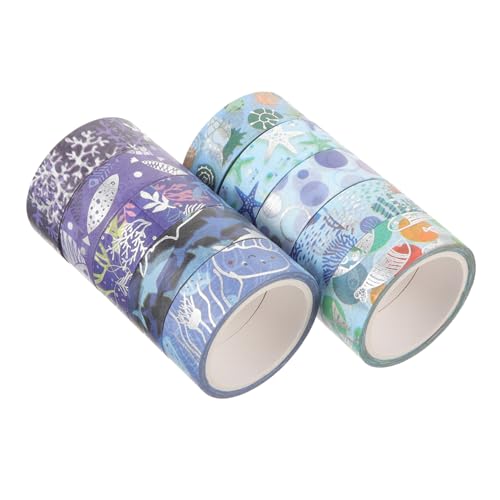 DOITOOL 10 Rollen Dünnes Washi Tape Dekoratives Klebeband für Journaling und Scrapbooking Geeignet für Kunstprojekte und Meeresmotiv von DOITOOL