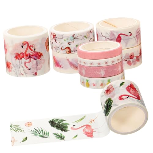 DOITOOL 10 Rollen Flamingo Washi Tape Set Ästhetische Dekorative Klebebänder für Scrapbooking DIY Projekte Handwerk und Journaling Vintage Papierklebeband für Kreative Bastelarbeiten von DOITOOL
