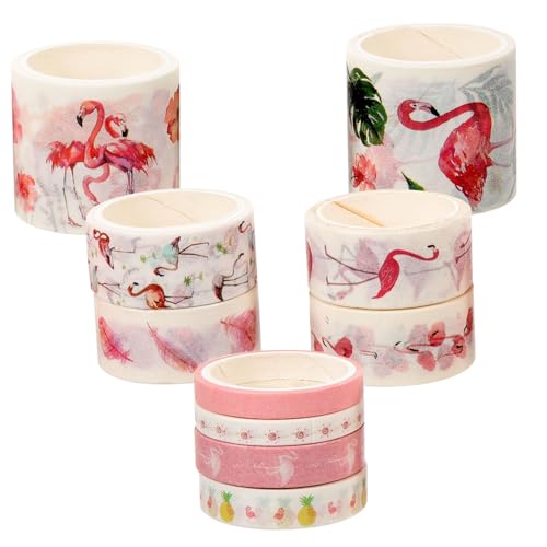 DOITOOL 10 Rollen Flamingo Washi Tape Set Vintage Dekoratives Klebeband für DIY Bastelarbeiten Scrapbooking und Kreative Gestaltung von DOITOOL