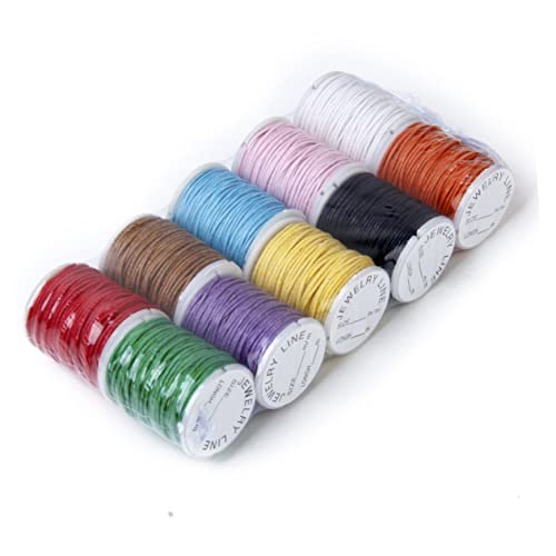 DOITOOL 10 Rollen Wachsschnur für Schmuckherstellung Handgefertigte Kordel mit Perlennadel und Zubehör für DIY Projekte für Armbänder und Makramee Zufällige Farben von DOITOOL