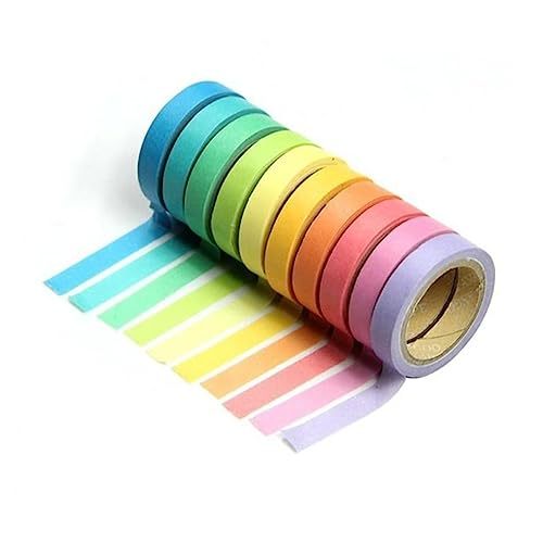 DOITOOL 10 Rollen Washi Tape Regenbogenfarben Klebeband Masking Tape Bastelband für Scrapbooking Diy Geschenke Dekoration Kreative Bunte Klebestreifen DOITOOL 10 Rollen Washi Tape Regenbogenfarben Klebeband Masking Tape Bastelband für Scrapbooking Diy Geschenke Dekoration Kreative Bunte Klebestreifen von DOITOOL